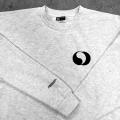 Tambourhinoceros World Peace Sweatshirt (Mottled Light Grey) chest & sleeve closeup